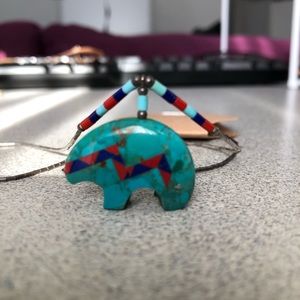 Necklace Native American turquoise bear